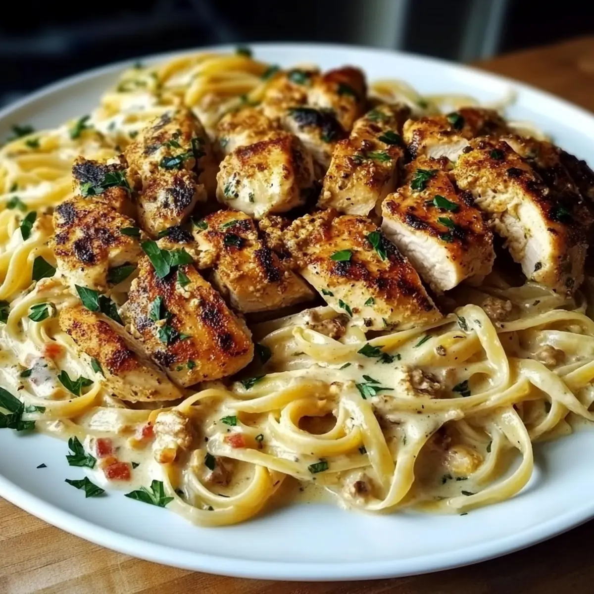 Cajun Chicken and Garlic Parmesan Linguine