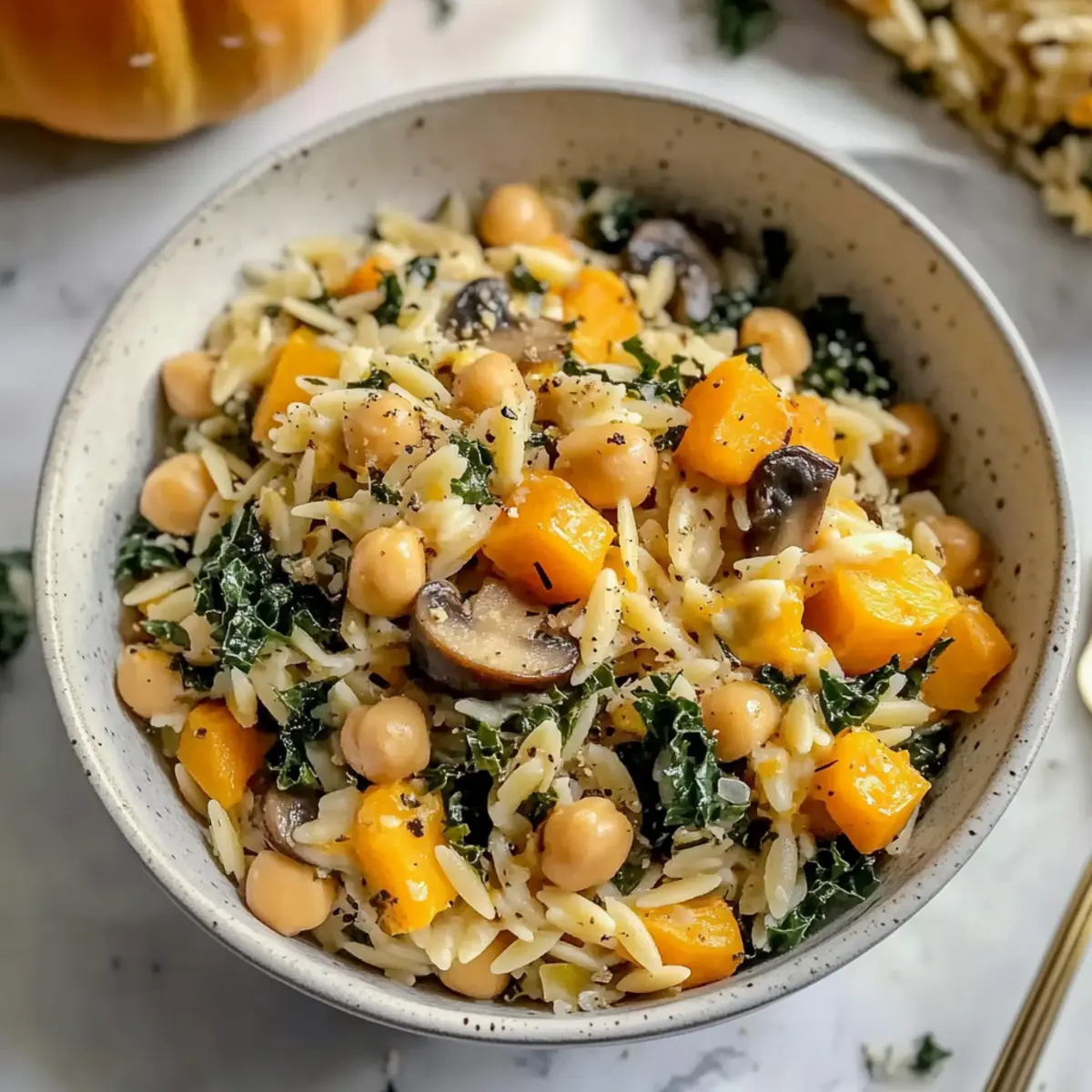 One Pot Fall Vegetable Orzo and Chickpeas