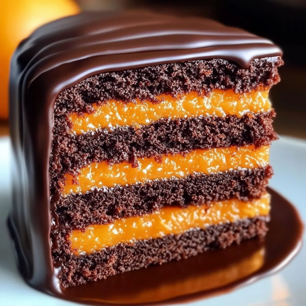 Chocolate Orange Layer Cake with Ganache