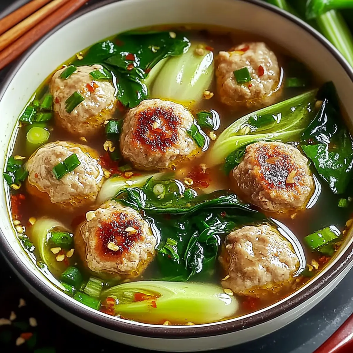 Ginger Chicken Meatball Soup
