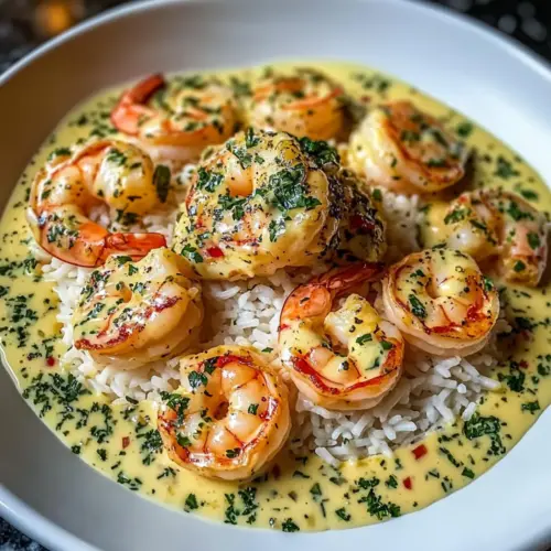 Creamy Garlic Butter Shrimp over Rice