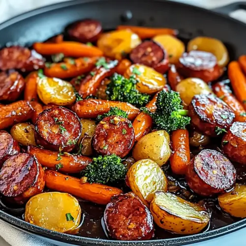 One-Pan Honey Garlic Kielbasa & Veggies