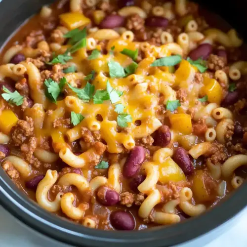 Vegetarian Crockpot Chili Mac