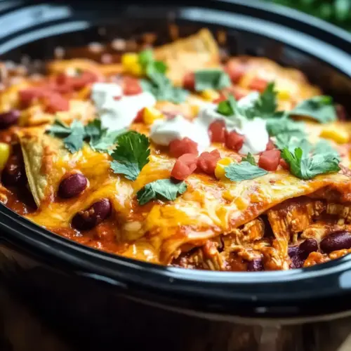 Crockpot Chicken Enchilada Casserole