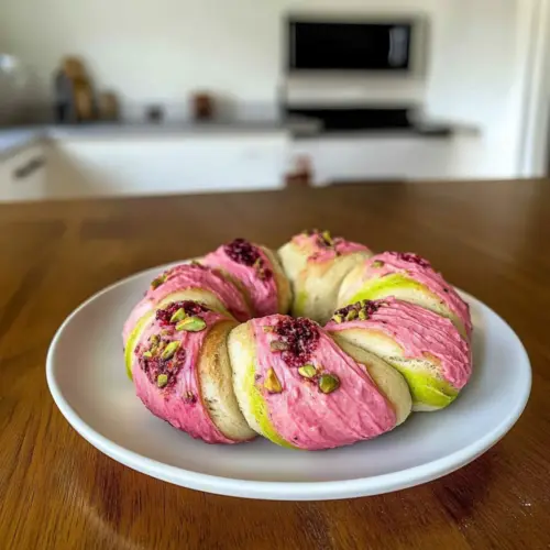Raspberry Pistachio Sourdough Bagels