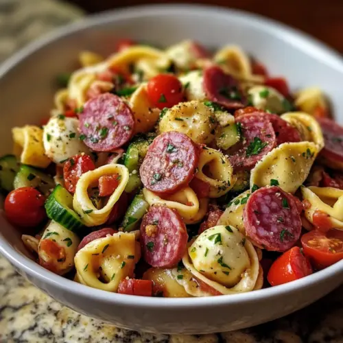 Salami-Mozzarella Tortellini Pasta Salad