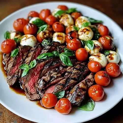 Grilled Flank Steak Caprese with Balsamic Dressing