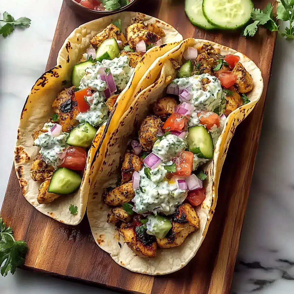 Grilled Mediterranean Chicken Tacos