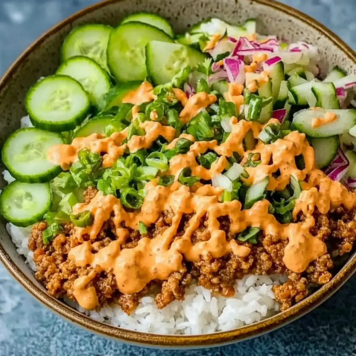 Ground Turkey Rice Bowls with Bang Bang Sauce