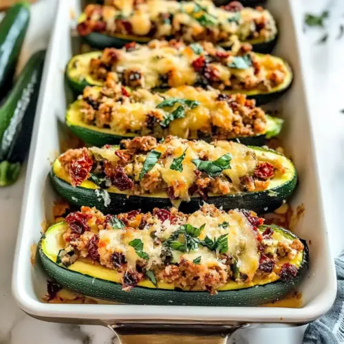 Baked Mediterranean Stuffed Zucchini Boats