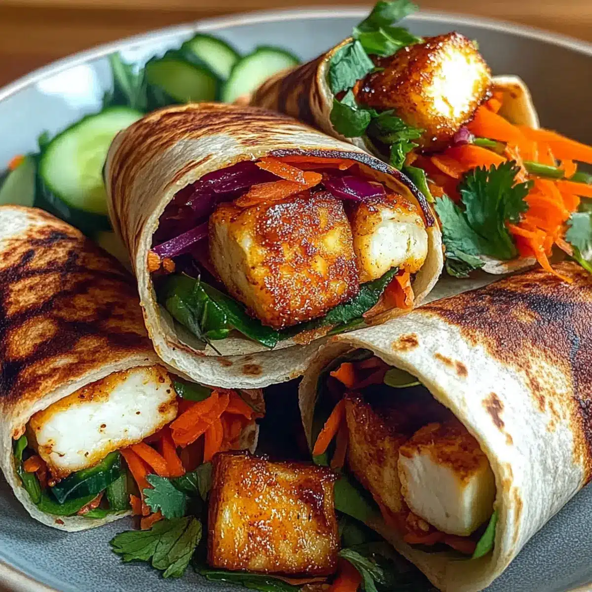 Vegetarian Sweet Chili Halloumi Wraps
