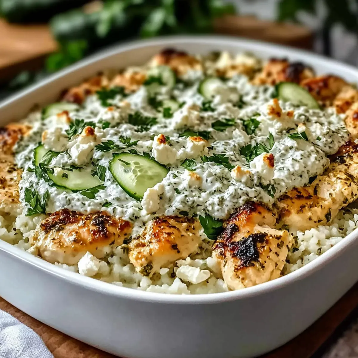 Dump and Tzatziki Casserole