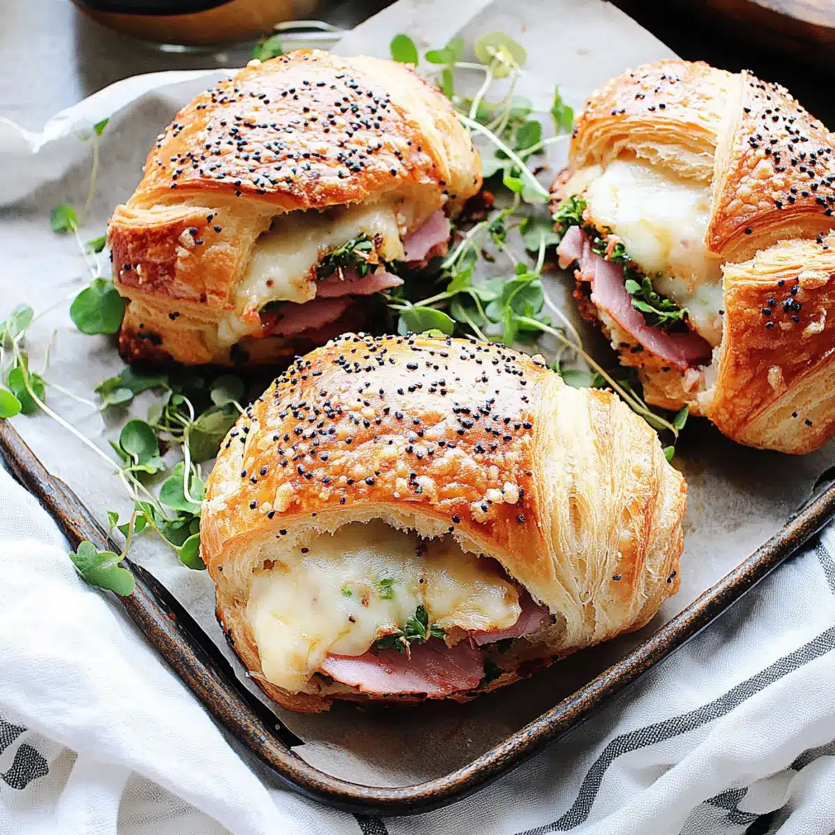 Toasted Ham and Cheese Croissant Sandwiches