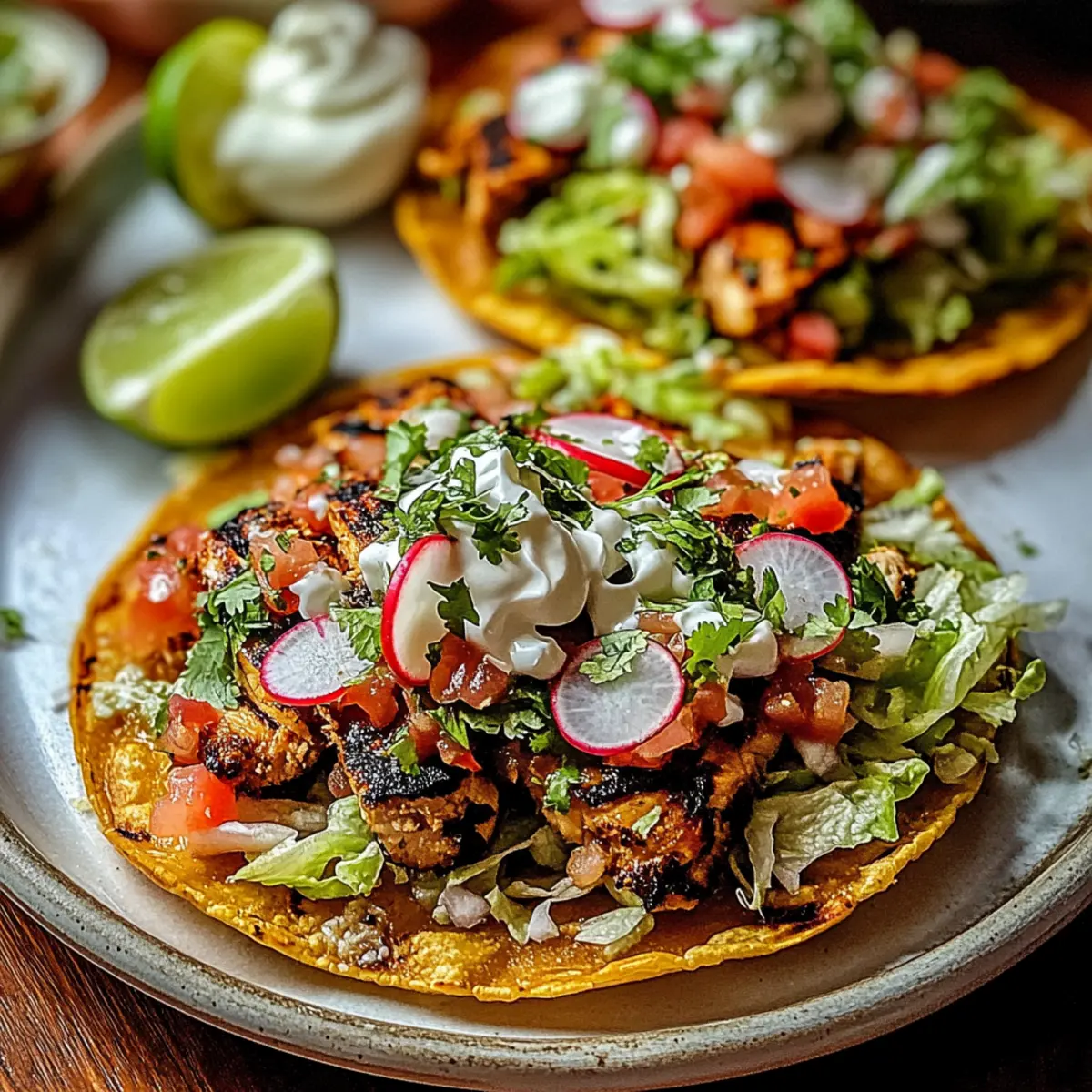 Grilled Spicy Mexican Chicken Tostadas