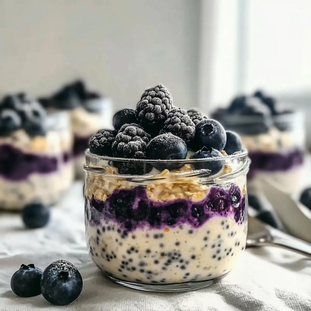 High-Protein Blueberry Cheesecake Overnight Oats