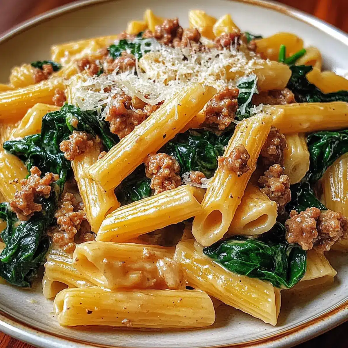 Creamy Ground Turkey Spinach Pasta