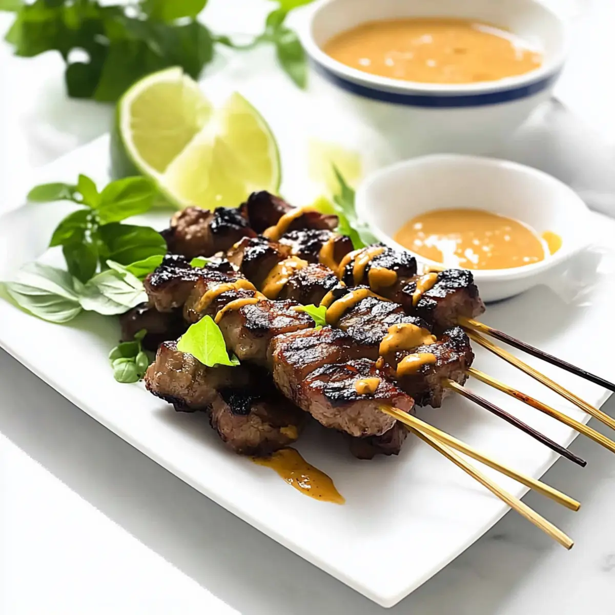 Grilled Pork Skewers with Peanut Sauce