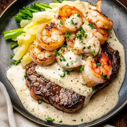 Steak and Creamy Shrimp